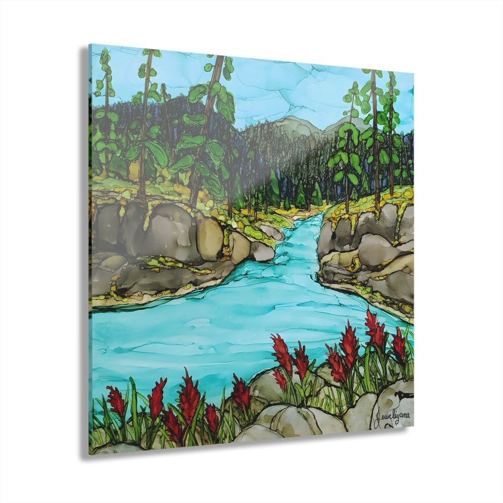 acrylic print of a river painting