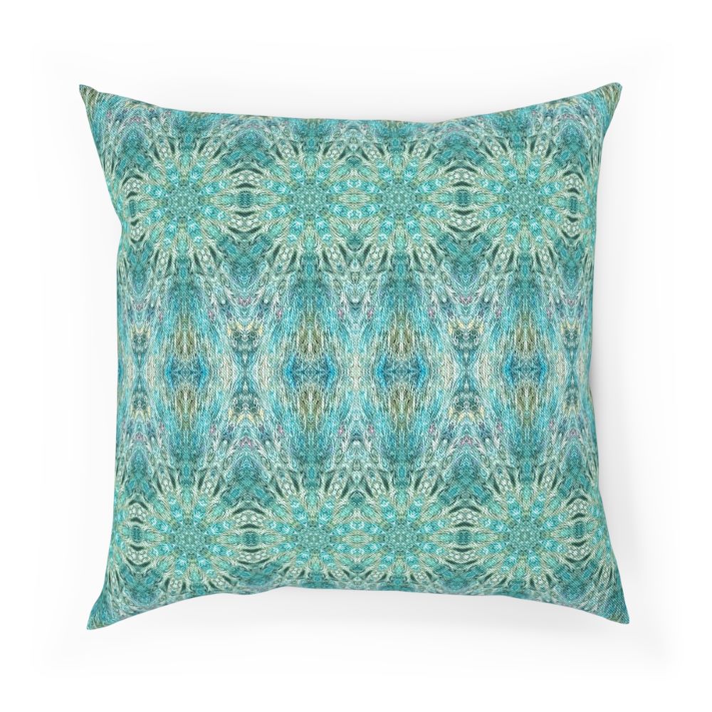 decor pillow with teal aqua pattern