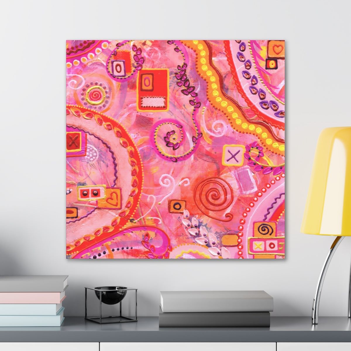 Happy n You Know It , a pink abstract painting art print