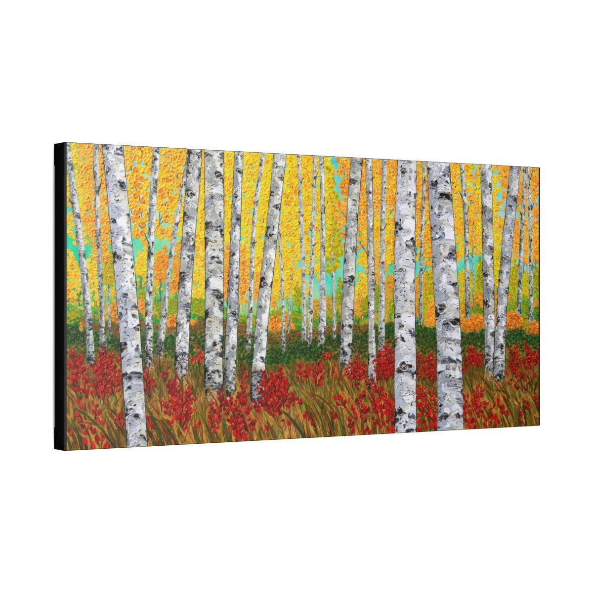 Art print of yellow aspen tree painting