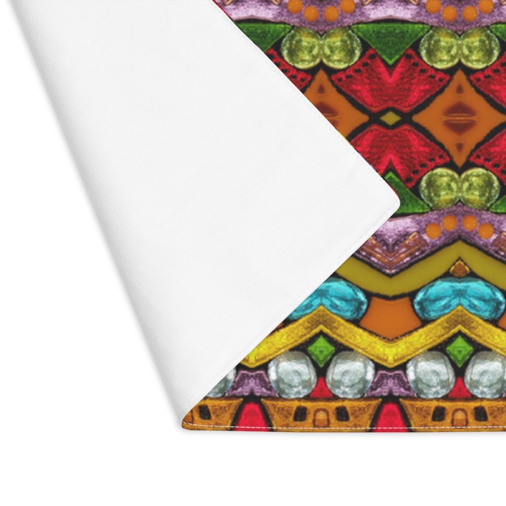 colorful placemat with white fabric back