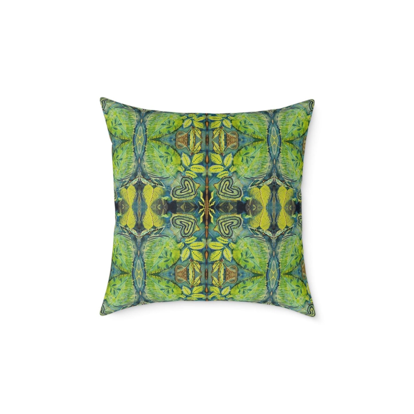 throw pillow with blue green print