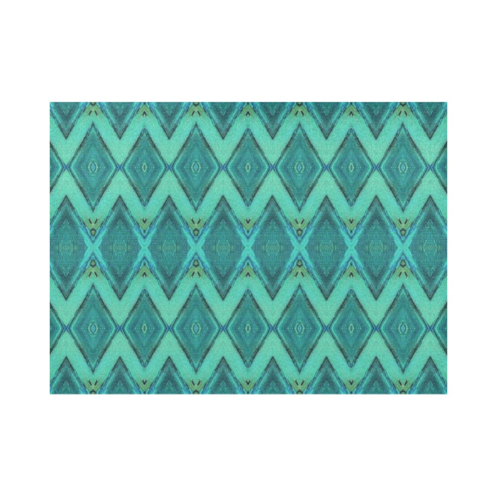 blue place mats with diamond pattern