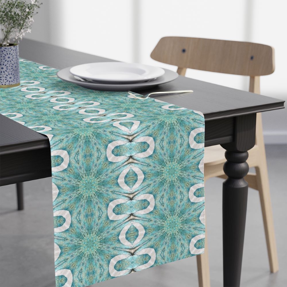 angelic vibes blue table runner