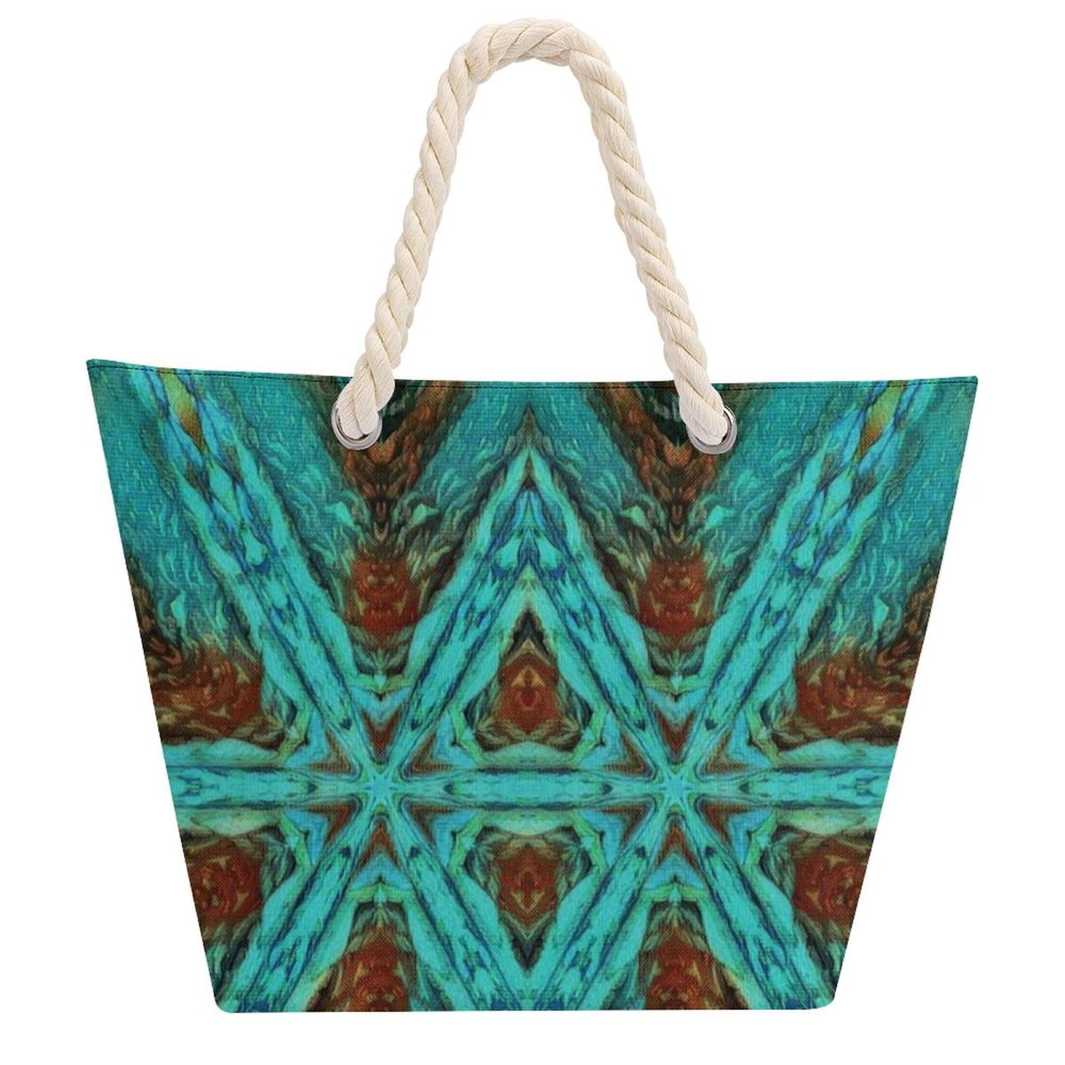 teal blue patterned zip tote