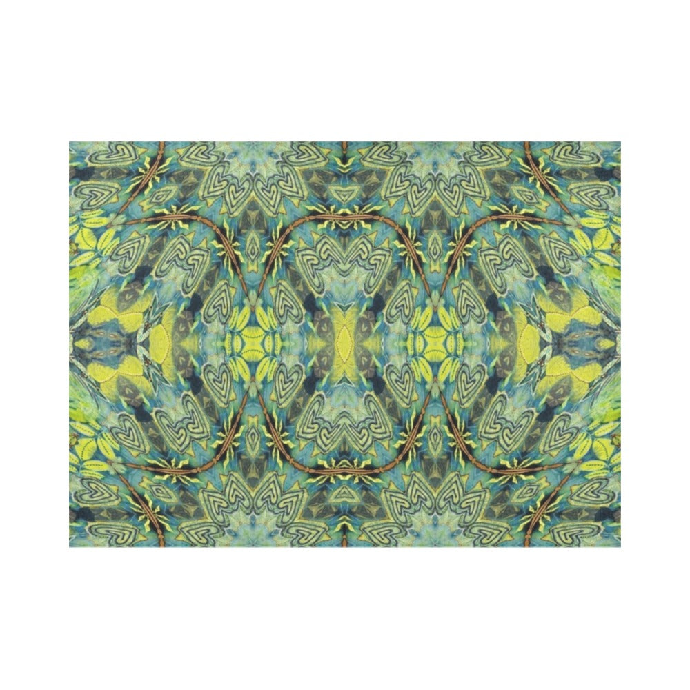 Boho placemats in blue green Bali style motif
