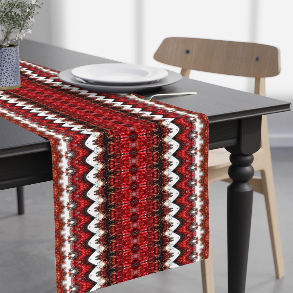 red and white christmas table trunner