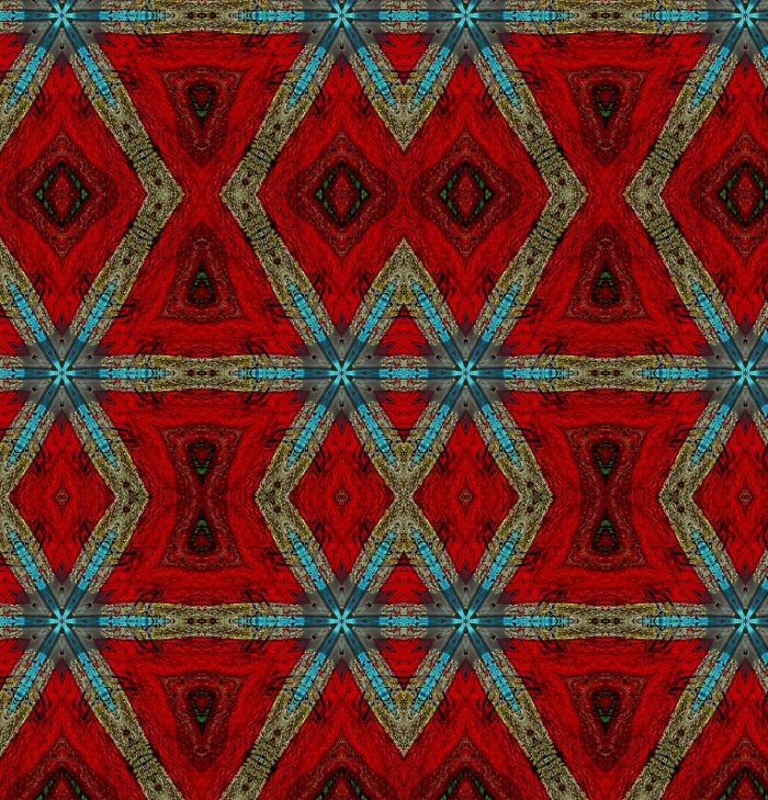 close up of the aztec tartan red shower curtain print