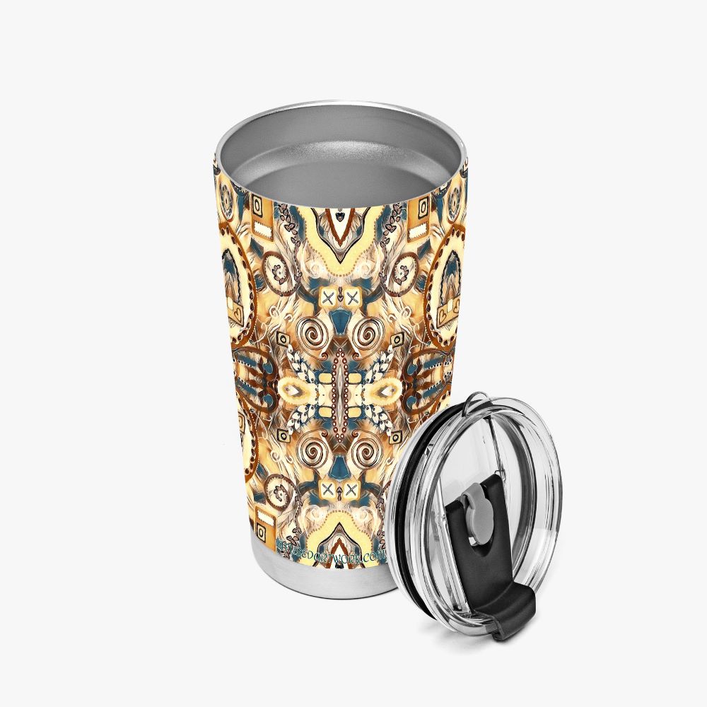 coffee tumbler with western art scene