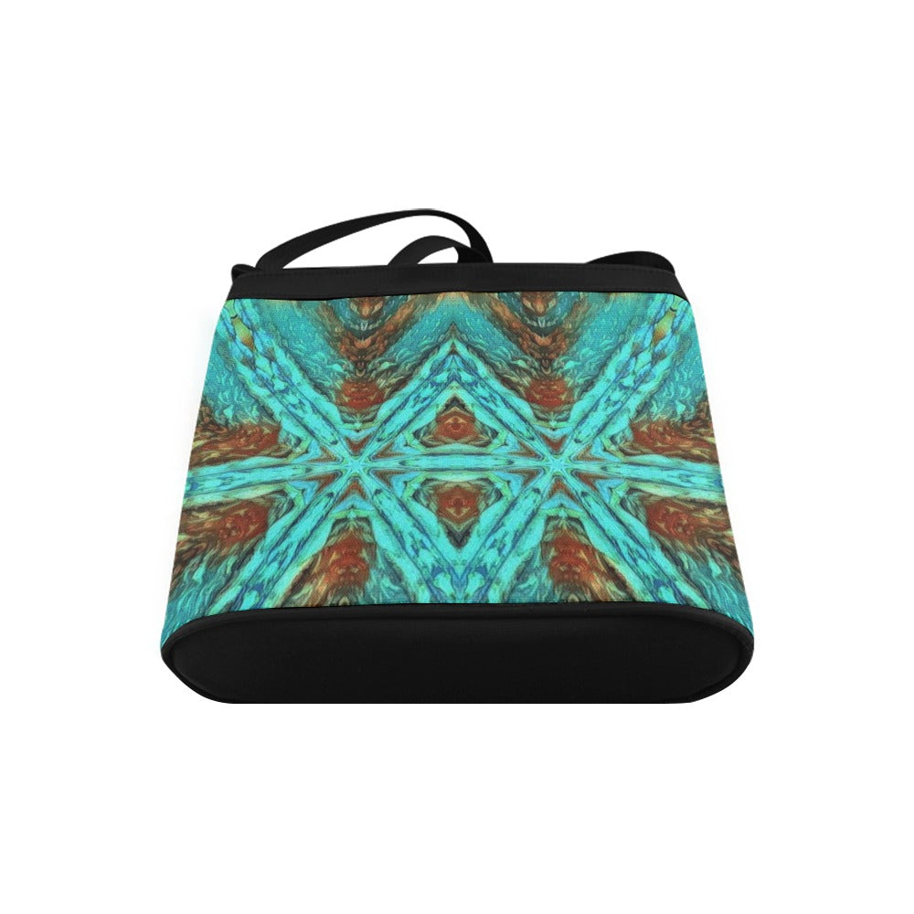 crossbody purse for women with a designer print in aqua bluei