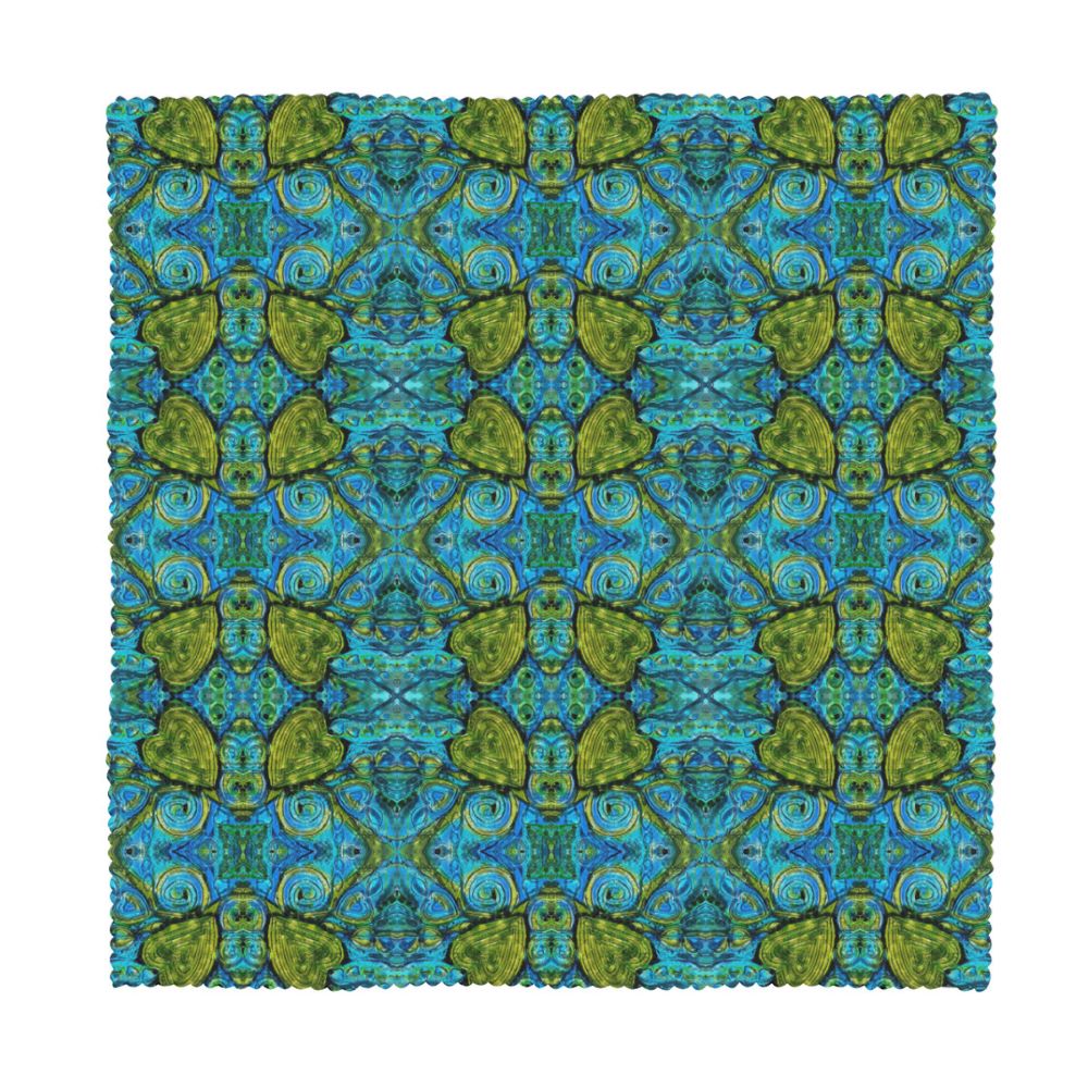 blue cloth napkins with dancing hearts pattern