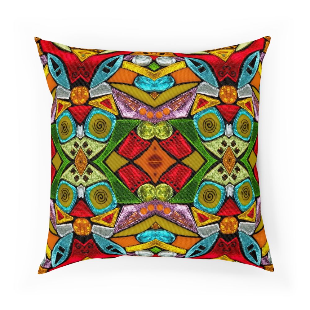 designer throw pillow with abstract colorful print