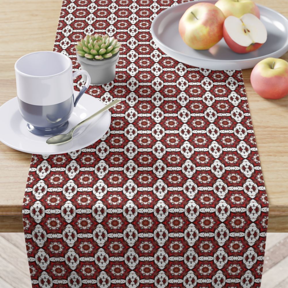 Festive red and white table runner