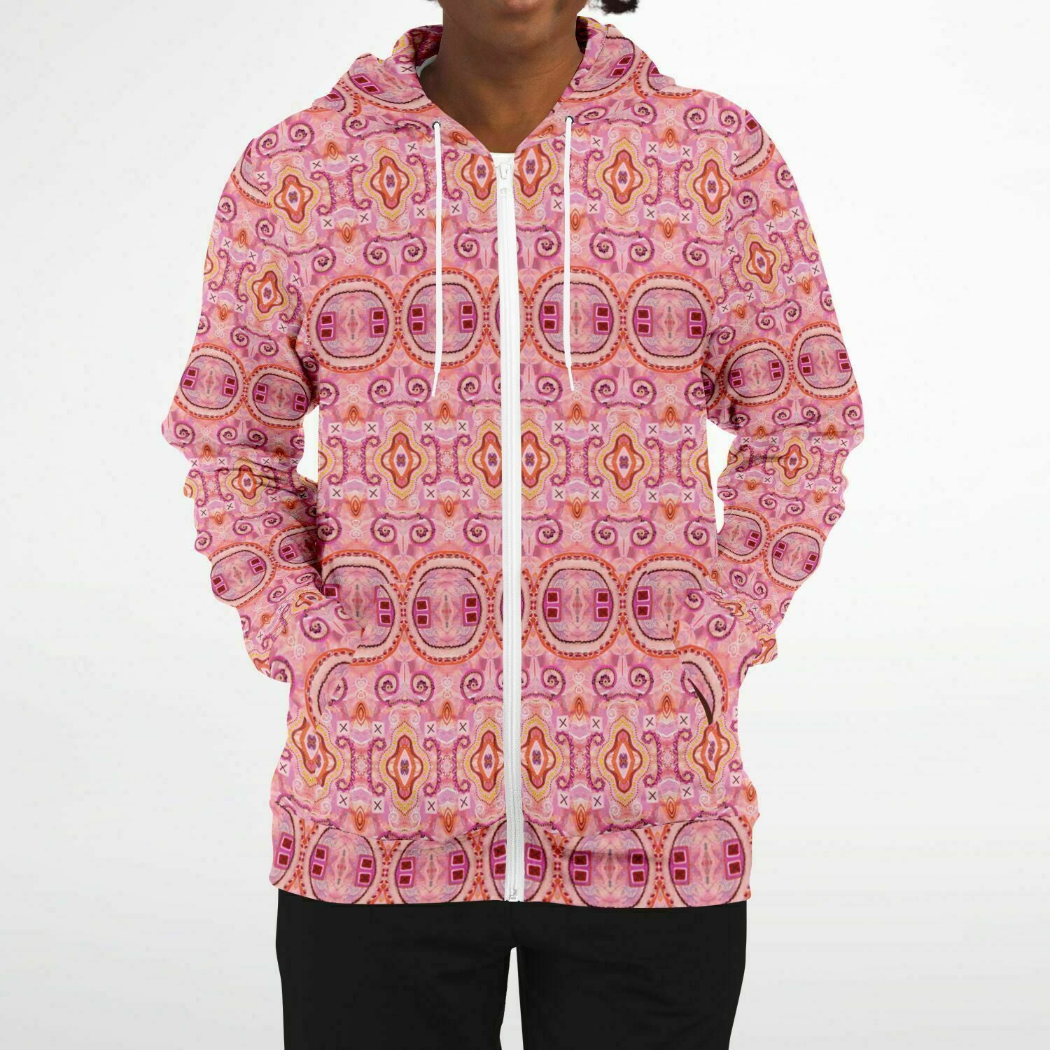 full zip up hoodie womens pink