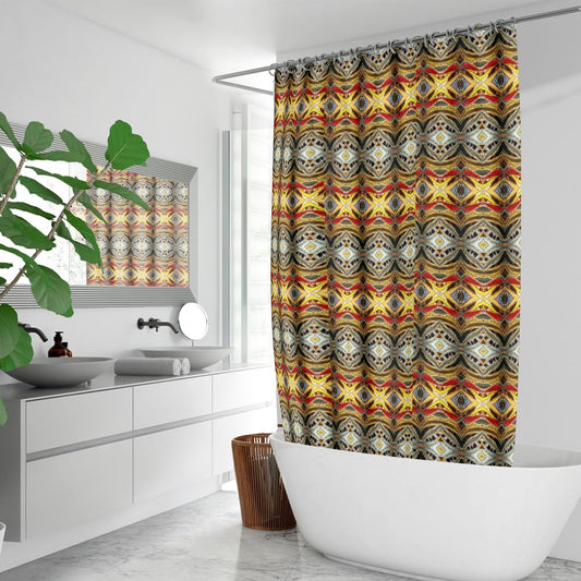 gold patterned fabric shower curtain