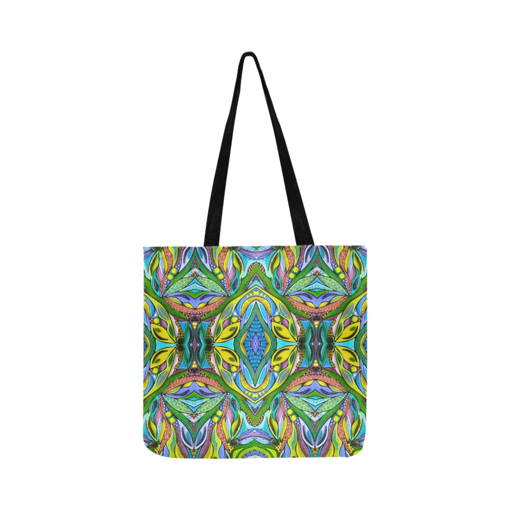 green blue abstract tote bag