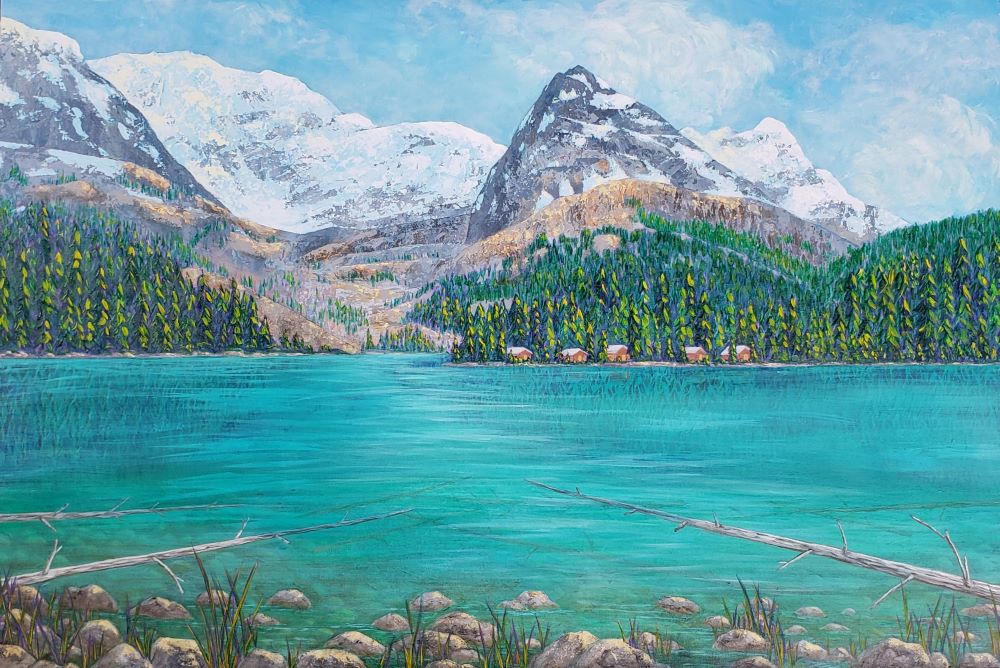 Acrylic landscape painting of Lake O'Hara