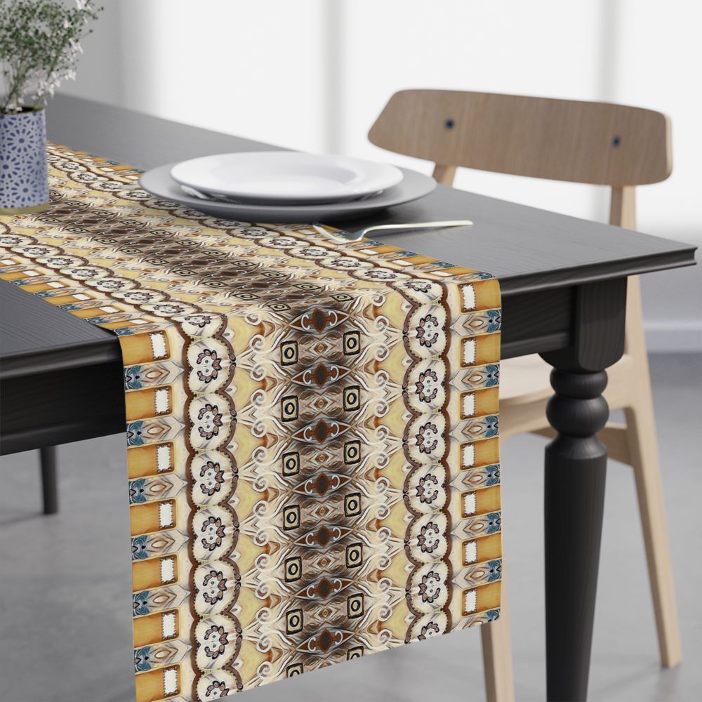 cream table runner with modern french country chic style