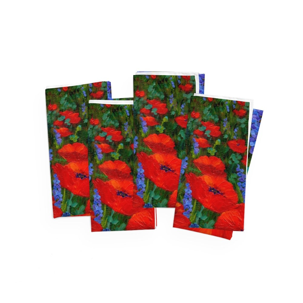 napkins with red poppies