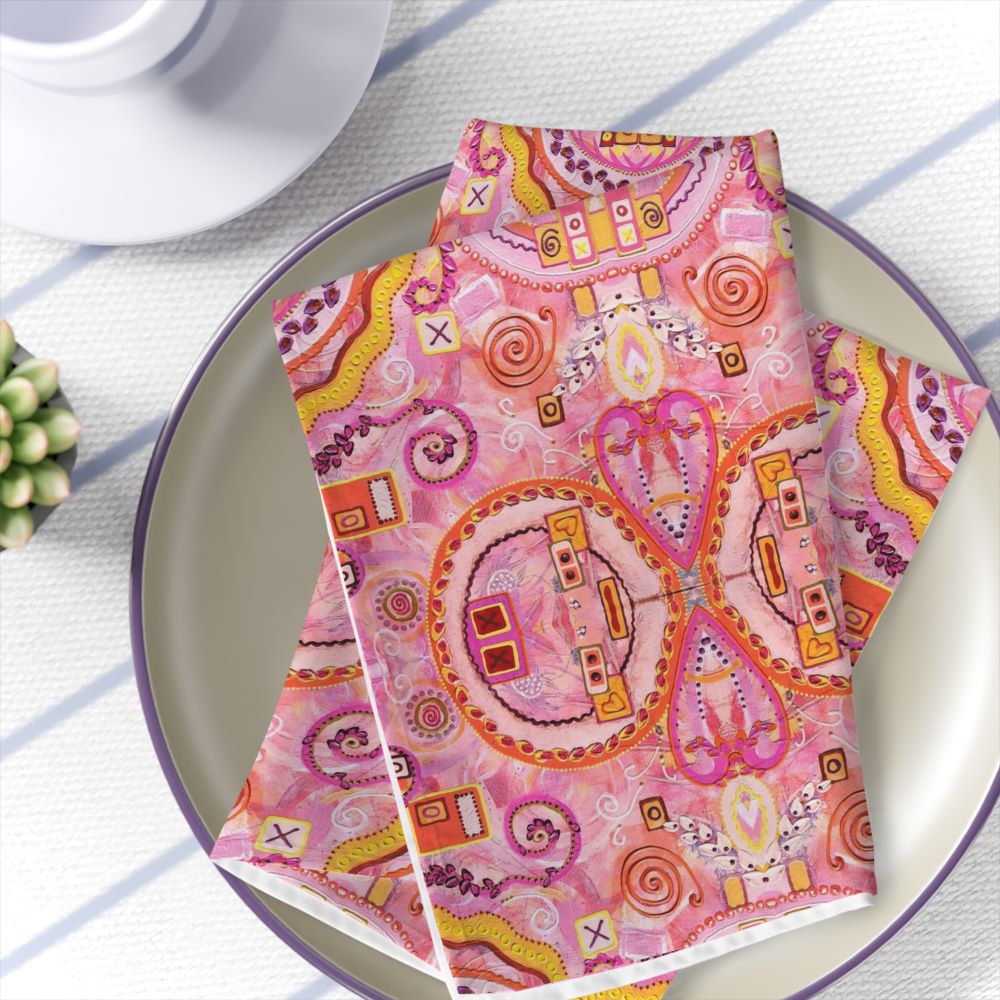 pink fabric napkins with fun print