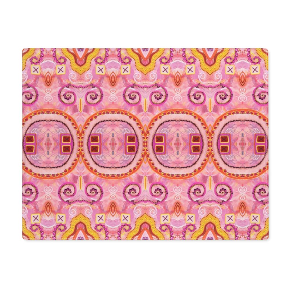 pink placemats with an abstract pink print