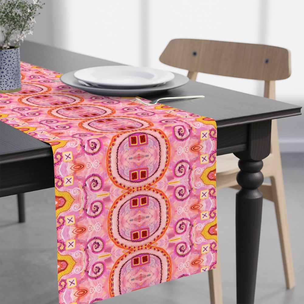 home decor style pink abstract table runner