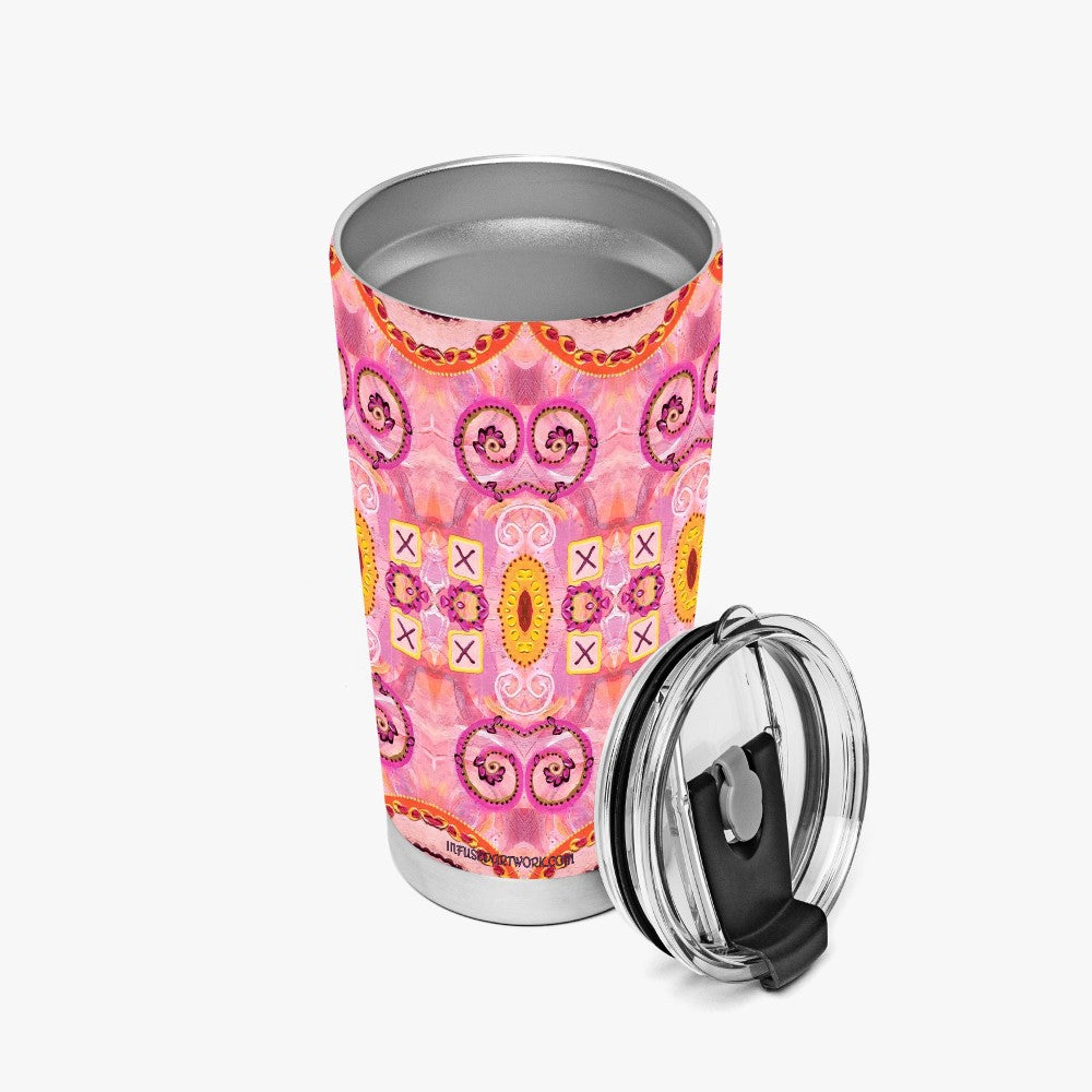 insulated pink travel tumbler