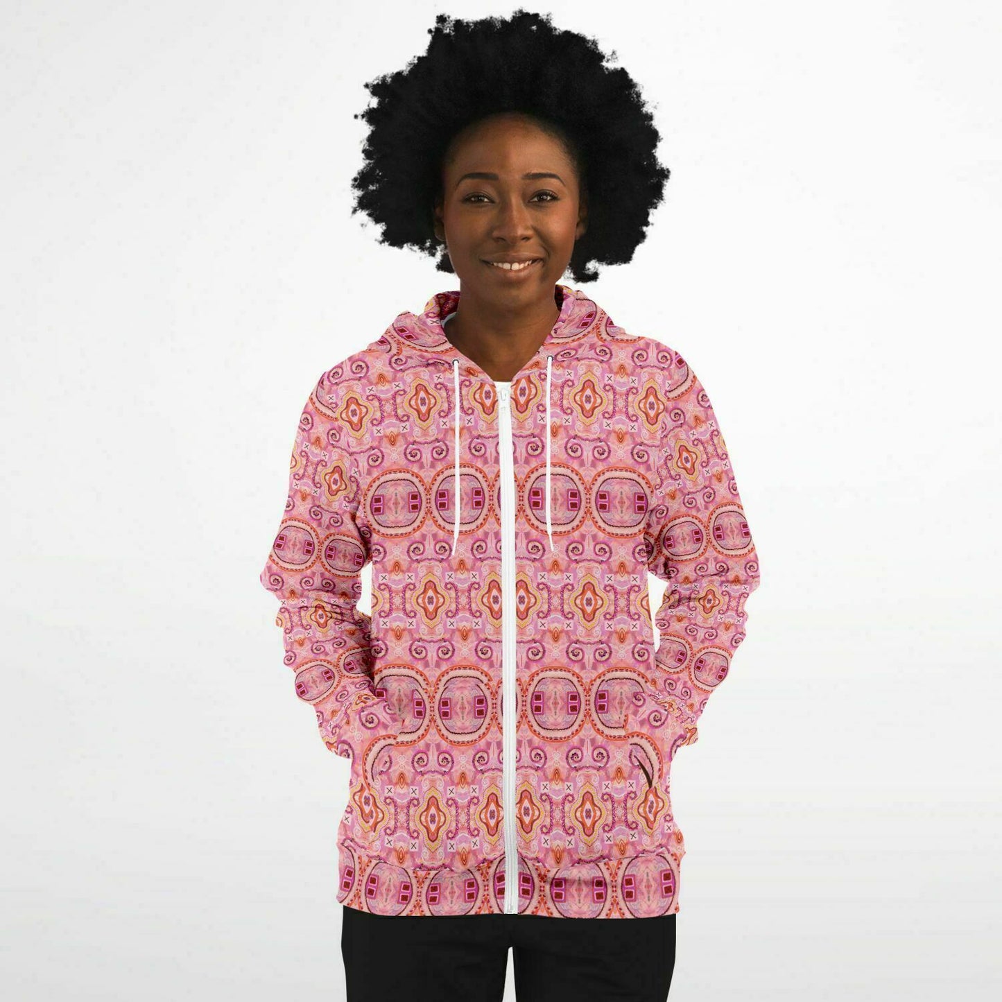 pink zip up hoodie