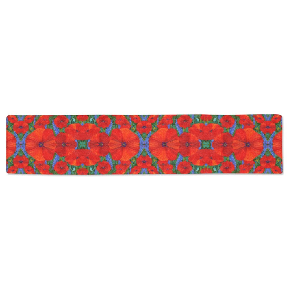 abstract poppies table runner