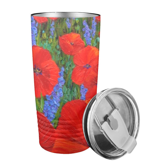 Red Poppies on travel tumbler