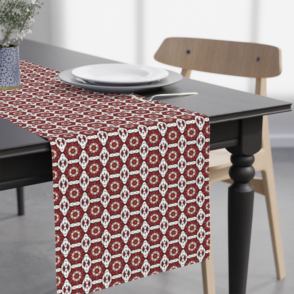red and white table runner