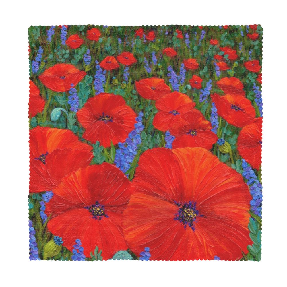 red poppies print on cloth dinner napkins