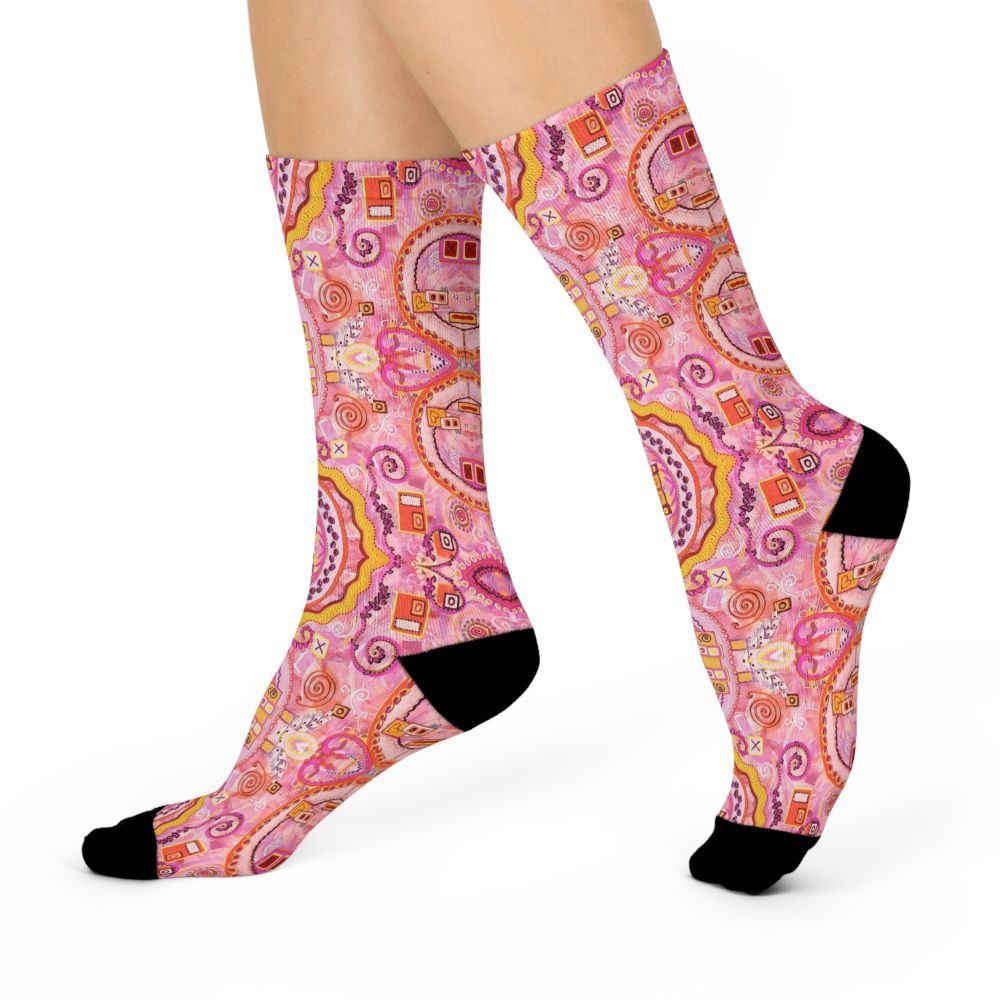 pinkdress socks with stylish print 