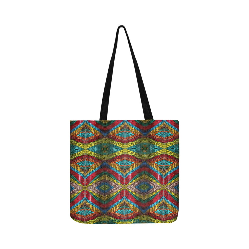 tote bag with colorful abstract jeweltone rpint