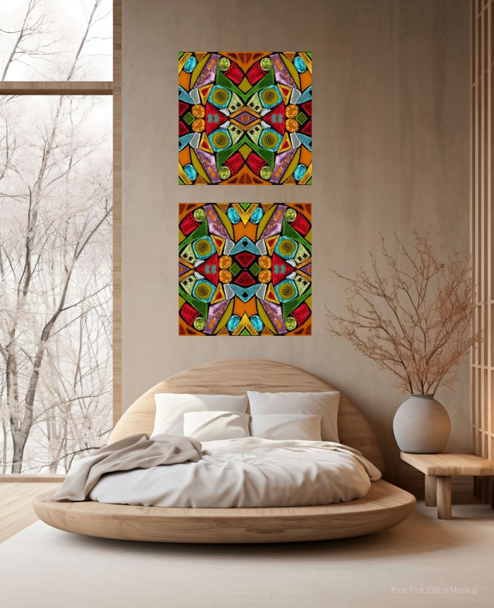 bedroom wall art collage canvas series of glass fractals