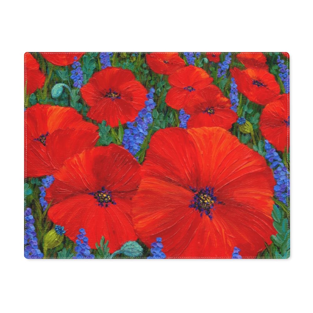 washable cloth placemats with red poppies