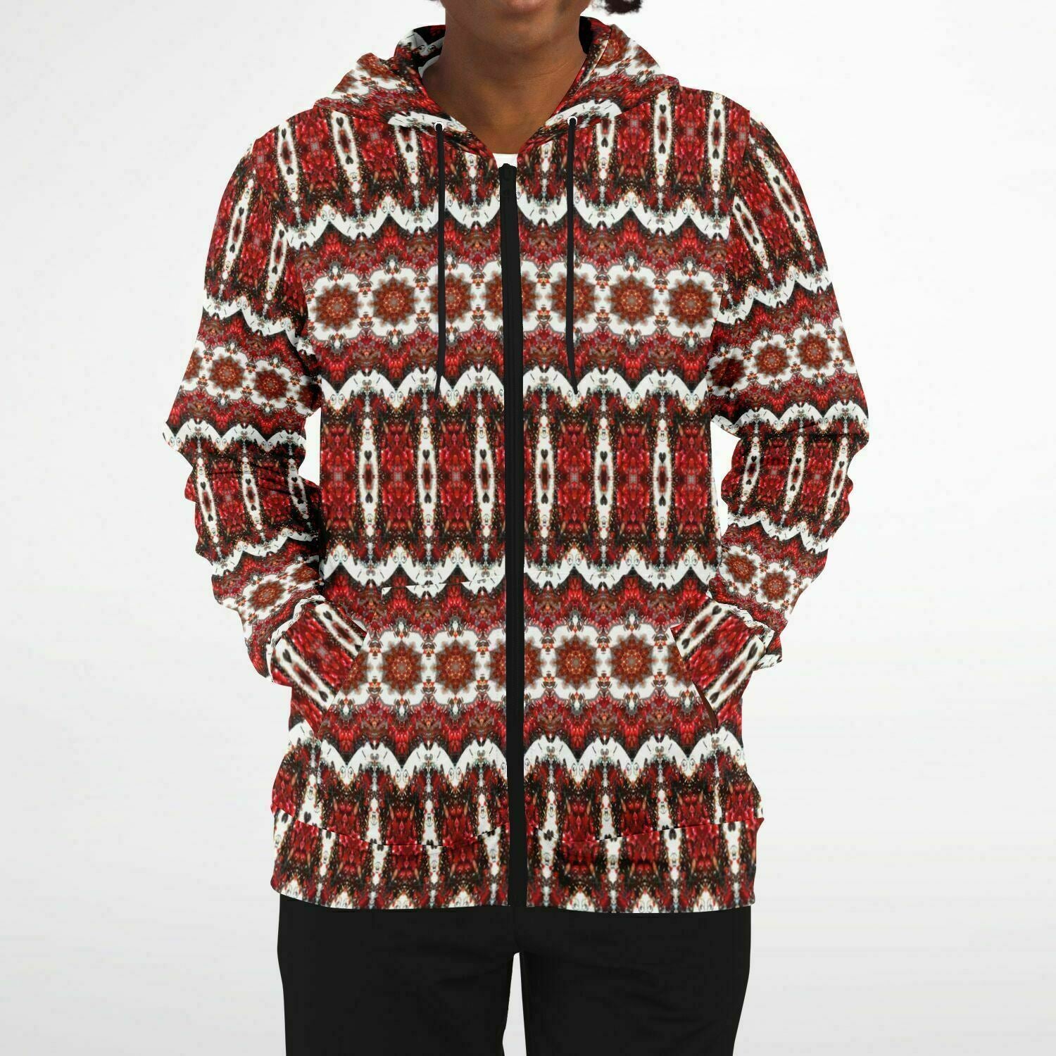 Canada Hoodie in white and red abstract