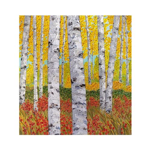 painting of yellow aspen trees by canadian landscape artist Jeweliyana Reece