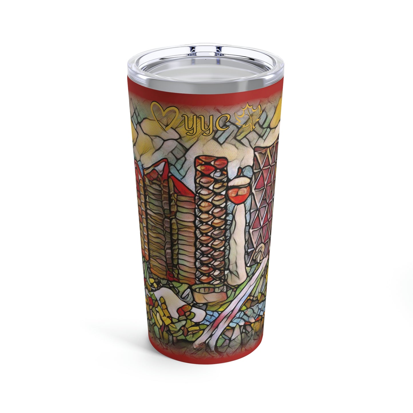 Red YYC LOVE to GO! - Calgary Cityscape Stainless Steel Coffee Tumbler