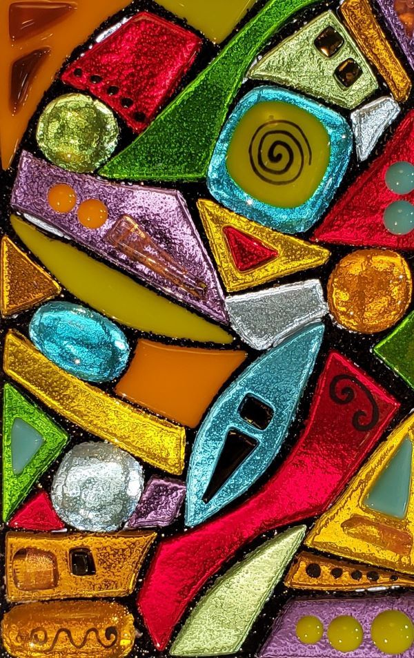 The Fused Glass Art Original that inspired the pattern for Abstraction Leggings