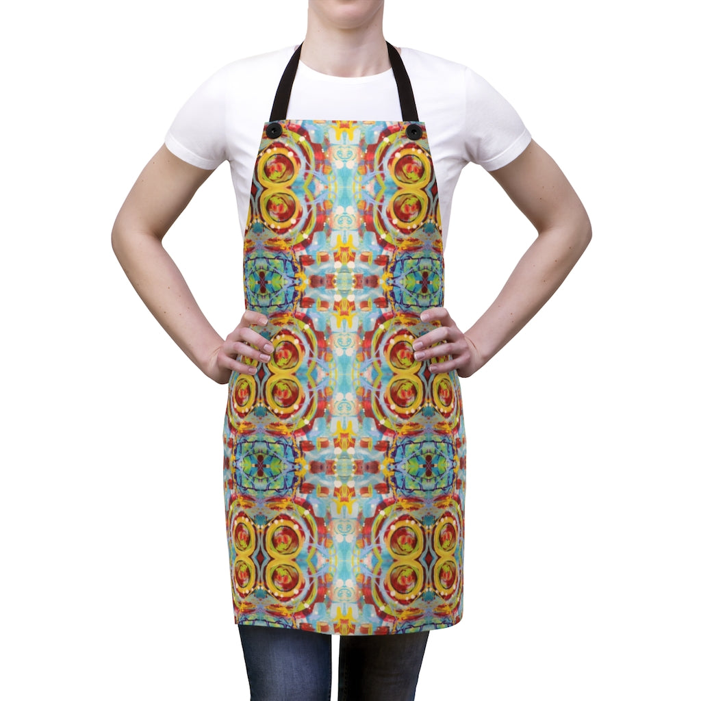 Apron with colorful painting on it