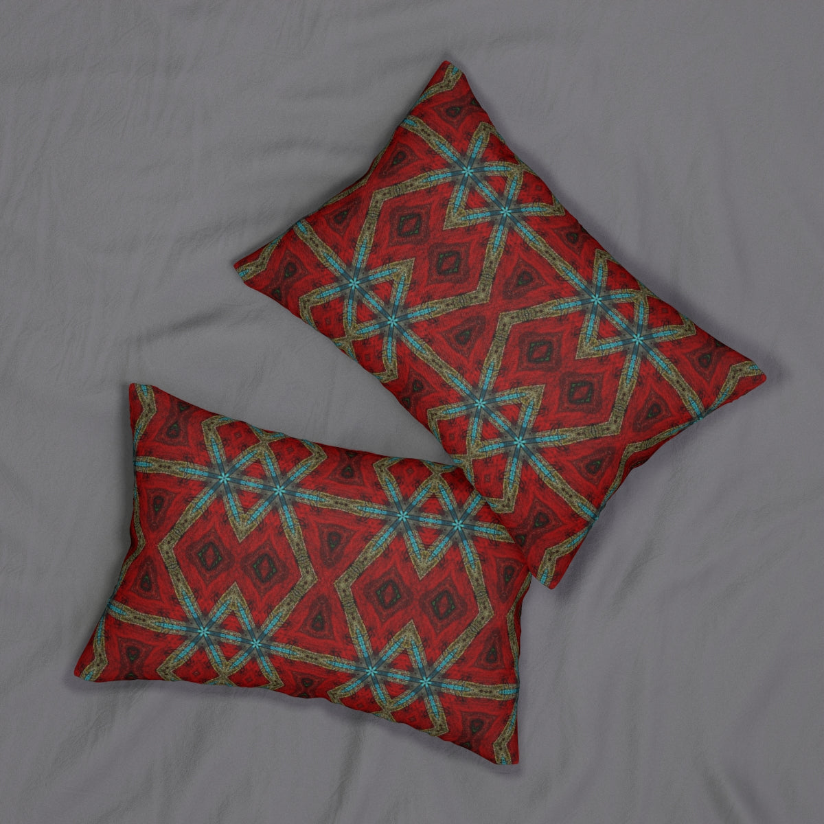 Aztec Tartan Red Lumbar Pillow