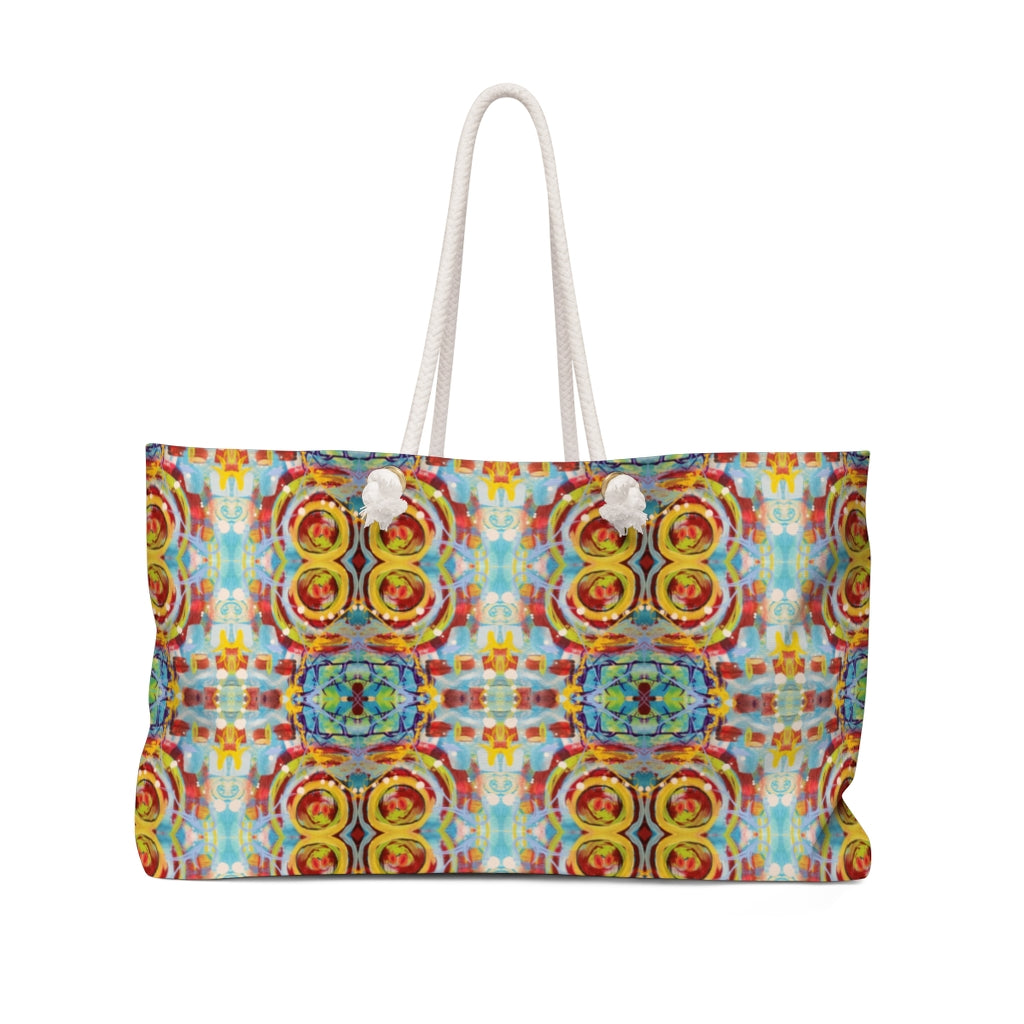 Bliss Vibes Beach Tote bag with designer print back view