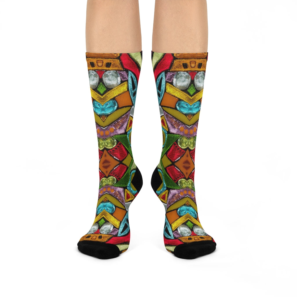 colorful sock with fun unisex pattern