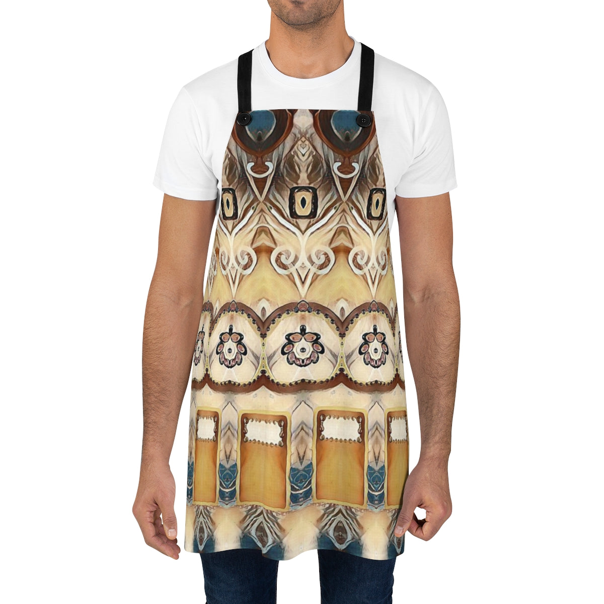 cream and brown colored country style designer apron