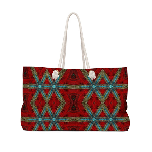Large Red Cloth Shoulder bag with Aztec Tartan Print
