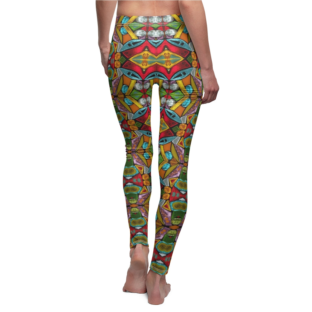 Backview of yoga leggings with designs