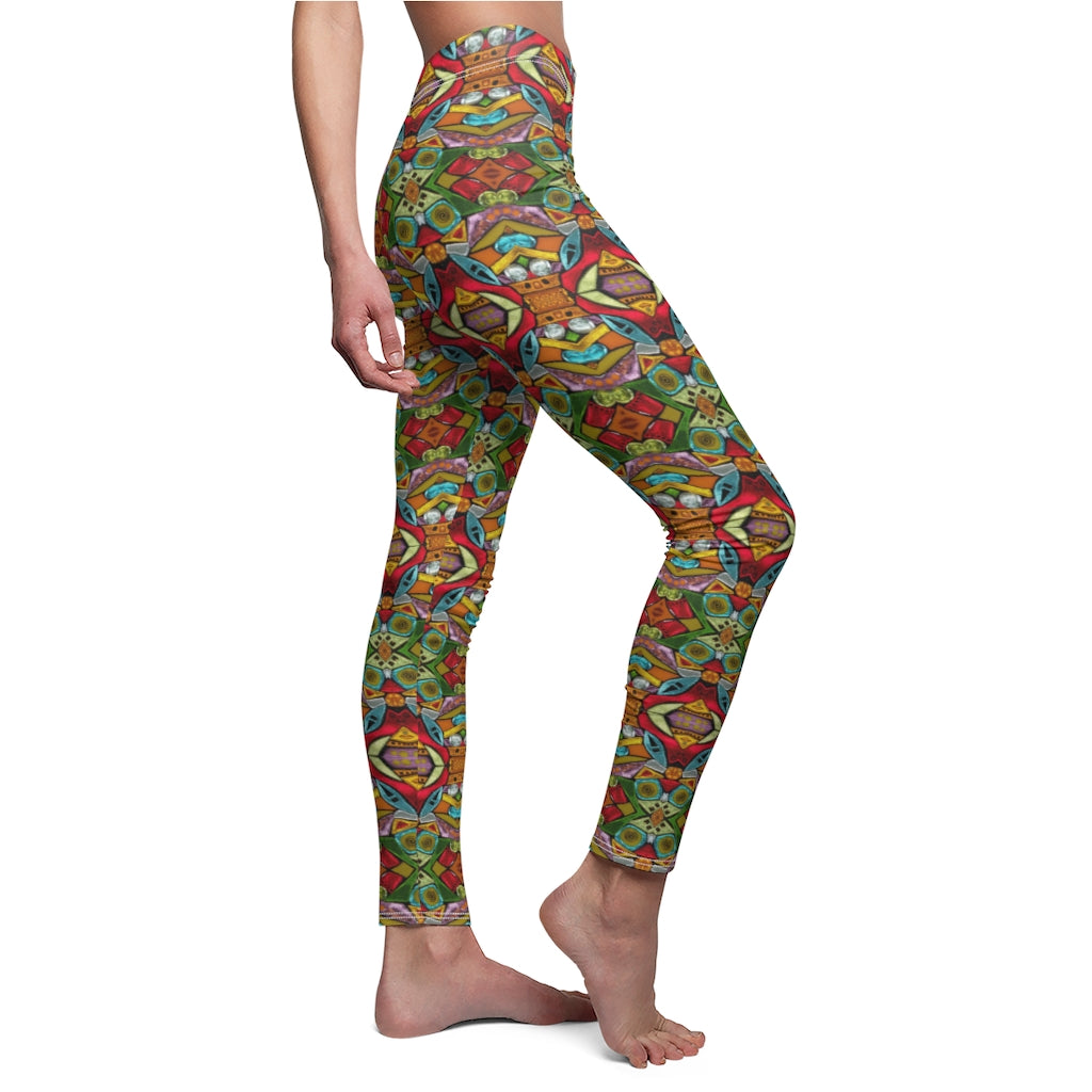 Side view of soft leggings with designs -abstraction