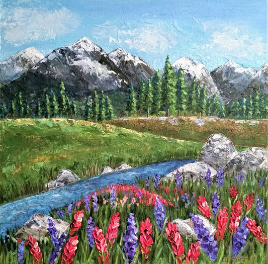 Original Artwork Painting of Mountain Wild Flowers called Alpine Bloom