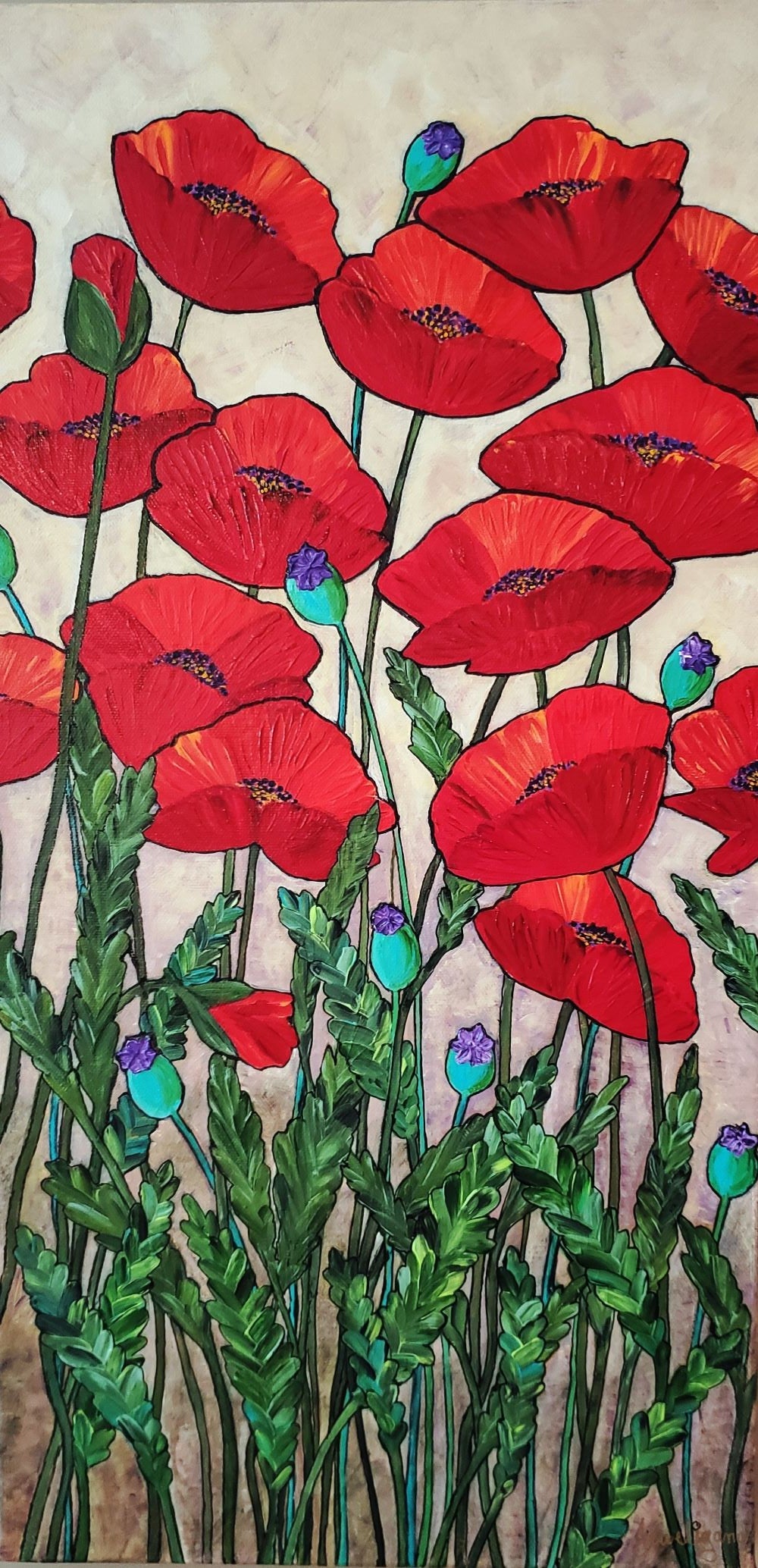 Painting of red poppies